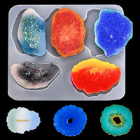 4 moldes de posavasos de resina, moldes irregulares de ágata con 12 piezas de hoja de oro brillante, moldes de silicona para posavasos de manualidades, moldes de resina epoxi para hacer posavasos de ágata sintética - Arteztik
