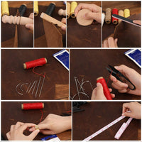 Leather Working Tools Kit, Leather Craft Kits, Hand Leather Tool Kit with Instructions, Quality Toolbox, Rotary Cutter, Waxed Thread, Tracing Wheel, and Other Leather Working Supplies for Beginners - Arteztik
