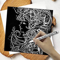 Juego de rotuladores acrílicos blancos y negros para pintura de metal y cuero de llantas de madera, punta fina de 0.028 in de secado rápido (3 piezas negras + 3 piezas blancas) - Arteztik
