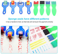 Juego de 26 pinceles de pintura de esponja para niños para arte y manualidades, pinceles de pintura, pinceles de esponja, juego de dibujo de juguetes para niños - Arteztik
