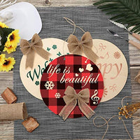 Cartel de madera de Navidad en blanco con rebanadas de madera para puerta delantera, sin terminar con cuerda y lazo de decoración, cinta transparente para decoración de Navidad (17) - Arteztik
