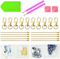 Juego de 10 llaveros de pintura con diamantes para niños y adultos principiantes, diseño de corazón y mariposa - Arteztik
