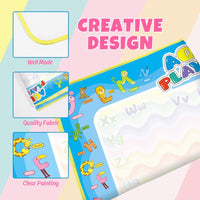 Aqua Magic Doodle Mat – Juguetes educativos de regalo para niños – Alfombrilla de dibujo de agua con bolígrafo mágico – Tabla de escritura de pintura para niño niña edad 2 3 4 5 6 7,40 x 32 pulgadas - Arteztik
