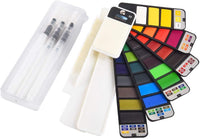 Juego de pintura de acuarela, 42 colores surtidos, kit de pintura plegable con 3 pinceles, bolsillo de viaje portátil, juego de bocetos de acuarela, pigmento de acuarela, suministros de arte, suministros de pintura, regalos para artistas, adultos - Arteztik
