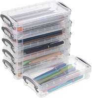 BTSKY Caja de lápices de gran capacidad, organizador de suministros de oficina, caja de almacenamiento de pinceles, lápices de pintura, caja de almacenamiento de acuarela, contenedor de bolígrafos, herramientas de dibujo (6 unidades) - Arteztik

