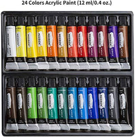 Juego de pintura acrílica MEEDEN de 48 piezas, kit de pintura de lujo con caballete de madera de haya, pinturas acrílicas de 24 x 0.4 fl oz, 12 pinceles acrílicos y suministros de arte adicionales para artistas, principiantes y adolescentes - Arteztik
