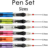 GC Quill MU-07 - Juego de caligrafía (incluye 6 plumas caligráficas con diferentes puntas y 20 cartuchos de tinta) - Arteztik
