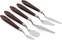 DROK 5pcs Espátula de pintura (Acero Inoxidable, Mango de madera Paleta Pintura cuchillo Set, Acuarela Pintura Acrílica Espátula, herramientas de metal Art, aceite pintura accesorios para mezcla de colores - Arteztik
