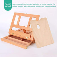 Caballete de mesa ajustable de madera de haya, caballete de escritorio portátil para pintura, bocetos, dibujo con cajón de almacenamiento y 1 paleta de pintura, adecuado para adultos, niños, principiantes y artistas - Arteztik

