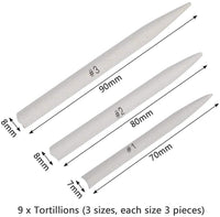 ZWIN 22 piezas de mezcla de tocones y tortilones de papel mezclador con 2 sacapuntas de papel de lija, 1 herramienta de extensión de lápiz y 1 bolsa de fieltro, muñón de mezcla de papel para estudiantes artistas dibujando - Arteztik
