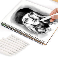 WOWOSS - Juego de 23 trozos de mezcla y tortilones con 2 sacapuntas de papel de lija, herramienta de extensión de lápiz, 2 bocetos de esponja y bolsa de fieltro para dibujo de estudiantes - Arteztik
