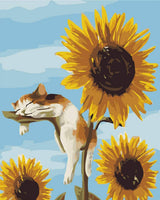Pintura de varios números de la serie girasol para adultos y niños principiantes fácil acrílico sobre lienzo de 16.0 x 20.0 in con pinturas y pinceles (sin marco) - Arteztik
