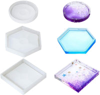 Paquete de 3 moldes de silicona para posavasos de resina epoxi para fundición, ecológicos, resistentes, cuadrados, redondos, para fundición con resina, hormigón, cemento - Arteztik
