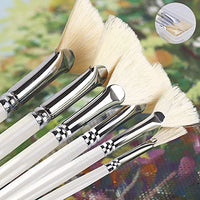 Amagic - Juego de 6 brochas de pelo natural de cerdas de cerdo de cerdo de cerdo de cerdas de cerdas de cerdas de cerdo de cerdas de cerdo para pintura acrílica, mango largo de madera con estuche - Arteztik
