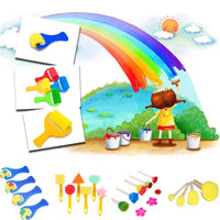 33 Pcs Kids Drawing Tools Kits, Sponge Painting Brushes, Early DIY Learning Craft Art Supplies for Kids Toddlers, Washable Painting Brushes, Foam Roller Sponge Arts Craft - Arteztik
