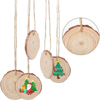 CEWOR - Rebanadas de madera natural, 68 piezas de 6,4 a 2.7 in, kit de madera sin terminar con agujeros de madera para adornos de Navidad, manualidades, manualidades, decoración rústica de boda - Arteztik
