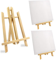 5 paquetes de caballete con juegos de lienzo, lienzo de 10 x 10 pulgadas y caballete de madera de 12 pulgadas, expositor de mesa, juego de pintura de artes y manualidades para niños y adultos - Arteztik
