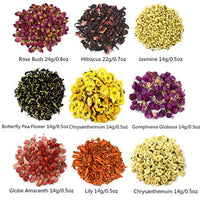 Flores secas para hacer jabón, aromas secas, flores secas, para hacer velas y flores secas, rosebros, jazmín, hibisco, lirio, gomphrena globosa, crisantemo, flor de guisante de mariposa (9 bolsas nuevas) - Arteztik
