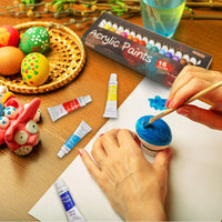 Juego de pintura acrílica, Shuttle Art 16 x 12 ml, tubos de calidad artística, no tóxico, colores ricos, ideal para niños y adultos, pintura profesional en lienzo, madera, arcilla, tela, cerámica, manualidades - Arteztik
