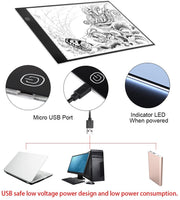 Tablero de rastreo LED portátil A4 para dibujo de plantillas, delgado, caja de luz, mesa para tatuaje artístico artista - Arteztik
