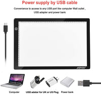 Agptek Bloc, tableta de dibujo, caja de luz para calcar led, brillo ajustable para proyectos de dibujos, bocetos - Arteztik
