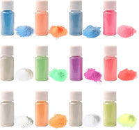 Glow in The Dark Pigment Powder with UV Lamp, Luminous Powder Self Glowing Dye for Painting Crafts Epoxy Resin DIY Nail Art, Festivals, Theme Party, Halloween (0.7oz Each) - 12 Color - Arteztik
