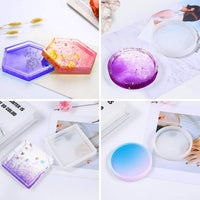 Paquete de 3 moldes de silicona para posavasos de resina epoxi para fundición, ecológicos, resistentes, cuadrados, redondos, para fundición con resina, hormigón, cemento - Arteztik

