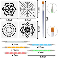 Juego de 25 herramientas para puntear mandalas, lápiz punteado, herramientas de pintura, pinceles de mandala, kit de estarcillas con una bolsa de almacenamiento impermeable para rocas, pintura de uñas, punteo arte dibujo, colorear - Arteztik
