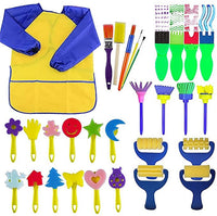 STEFORD - Juego de brochas de pintura con esponja para niños pequeños, 29 piezas de esponjas de espuma para niños, kit de herramientas de pintura para niños pequeños - Arteztik
