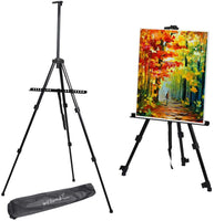 Caballete de aluminio ajustable con trípode de aluminio de 20 a 65 pulgadas con bolsa portátil para el suelo, escritorio de la playa, pintura - Arteztik
