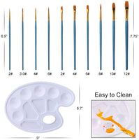 Elisel - Juego de 10 pinceles de acuarela y 4 paletas de pintura para niños y adultos para crear paletas de pintura (10 pinceles + 4 paletas) - Arteztik

