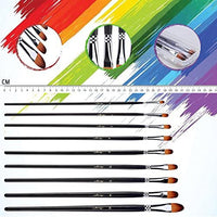 Amagic - Juego de 9 pinceles de punta plana con estuche para acuarela de aceite acrílico, kits de pintura profesional con puntas de nailon sintético, mango largo de madera - Arteztik
