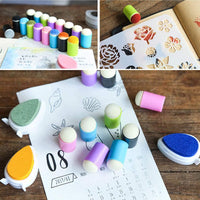 40 esponjas de dedo duraderas, almohadilla de tinta para estampado, cepillo con caja de almacenamiento para pintura, dibujo, tinta, tiza (morado) - Arteztik
