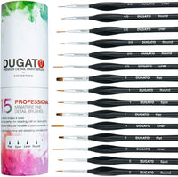 Juego de pinceles de pintura de detalles, 15 pinceles de pintura en miniatura con mango triangular ergonómico, soporte y bolsa de viaje, perfecto para acrílico, aceite, acuarela, arte, escala, modelo, cara, pintura por números - Arteztik
