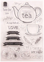 Tarjeta de felicitación de cumpleaños con diseño de taza de té, de goma, con sello transparente, para álbumes de recortes y fotos, para hacer tarjetas y sellos transparentes - Arteztik
