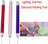 Juego de 3 herramientas de pintura de diamante 5D con luz, herramientas de pintura de diamante para manualidades, costura, accesorios de punto de cruz. - Arteztik
