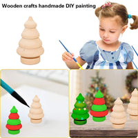 Árbol de Navidad de madera sin terminar DIY Árbol de Navidad de madera natural en blanco para árbol de Navidad Muñecas de grafiti de mano para fiestas de vacaciones Pack de 10 piezas - Arteztik
