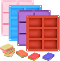 Fimary 4 moldes de silicona para jabón, 6 cavidades hechas a mano jabón moldes de silicona, 4 oz rectangular y 3.5 oz de jabón ovalado para manualidades caseras (rectangular) - Arteztik
