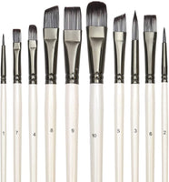 Juego de pinceles de pintura para acrílico Gouache óleo acuarela lienzo, artista cara y cuerpo, kit de pintura profesional, pinceles de arte con puntas de nailon sintético, 10 unidades - Arteztik
