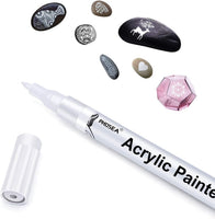 Rotuladores de pintura de color blanco, 6 unidades, 0.028 in, acrílico, blanco, rotuladores permanentes, para pintura de roca, piedra, cerámica, vidrio, madera, plástico, cristal, metal, lienzo, base de agua, punta extra fina - Arteztik
