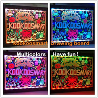 Kookoosmart - Tablero de mensajes de escritura con luz LED, tablero de dibujo con resplandor de neón, mensaje de caja intermitente, borrable y acrílico para niños, manualidades, para tienda, escuela, bar/café (15.7 x 11.8 in) - Arteztik
