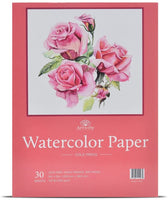 30 hojas 9 x 12 papel acuarela (140lb/300gsm) plegable sobre diseño frío prensa acuarela Pad - Arteztik
