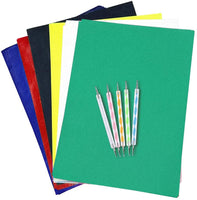 200 hojas de papel de carbono para trazado, transferencia de papel de carbono de grafito de papel de copia con 5 piezas de lápiz para repujado puntero para madera, papel, lienzo y otras superficies de arte 8.3 x 11.7 pulgadas - Arteztik
