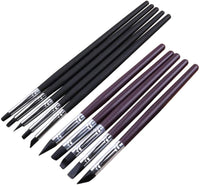 Herramientas de escultura de arcilla: 5 pinceles profesionales de punta de goma de silicona, mango de madera negro, carcasas de metal duraderas, puntas de silicona suave para modelar y limpiar. - Arteztik
