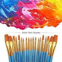 Suproot Juego de pinceles de pintura, 10 pinceles planos para acuarela, aceite, pintura acrílica y manualidades, uñas, pintura facial (cepillo azul) (negro) - Arteztik
