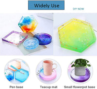 Moldes de posavasos para fundición de resina, 6 piezas DIY resina posavasos moldes de silicona, incluye hexágono, redondo, cuadrado para fundición con resina decoración del hogar, apto para adultos y niños - Arteztik
