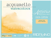 Fabriano Artistico 140 lb Cold Press 20 hojas Bloque 9x12" - Blanco tradicional - Arteztik
