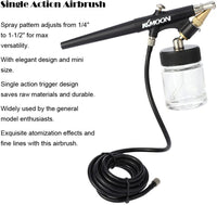 KKmoon High Atomizing sifón Feed Airbrush de acción única Air Brush Kit para la manicura Maquillaje Arte Pintura tatuaje 0,8 mm pistola de Spray de pintura - Arteztik
