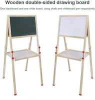Caballete de madera de doble cara para niños, resistente, independiente, para dibujar, arte, caballete para niños, altura ajustable, pizarra magnética y pizarra blanca - Arteztik
