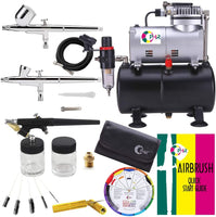 Aerógrafo compresor OPHIR 110V Pro, con tanque de aire 0.2 mm 0.3 mm 0.8 mm cepillo para polvo y juego de limpieza, para pasatiempos, aerógrafo para tatuajes, pintura sobre el cuerpo - Arteztik

